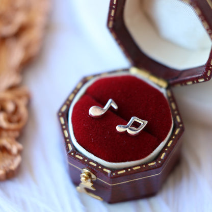 Silver Music Note Ear Studs