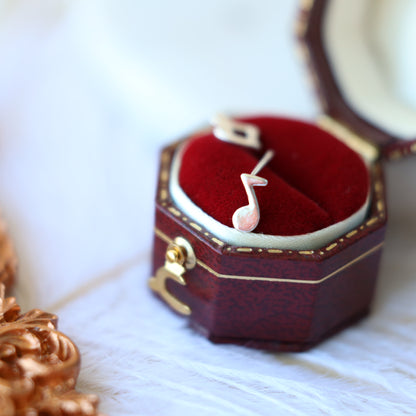 Silver Music Note Ear Studs