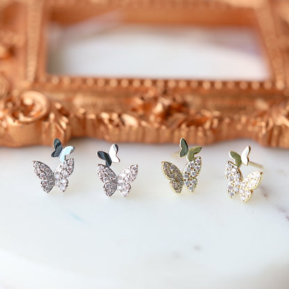 Double Butterfly Studs Earrings