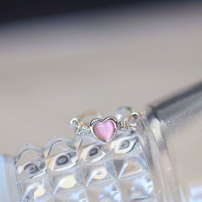 Silver Chain Curb Heart Ring