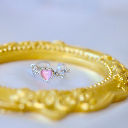Silver Chain Curb Heart Ring