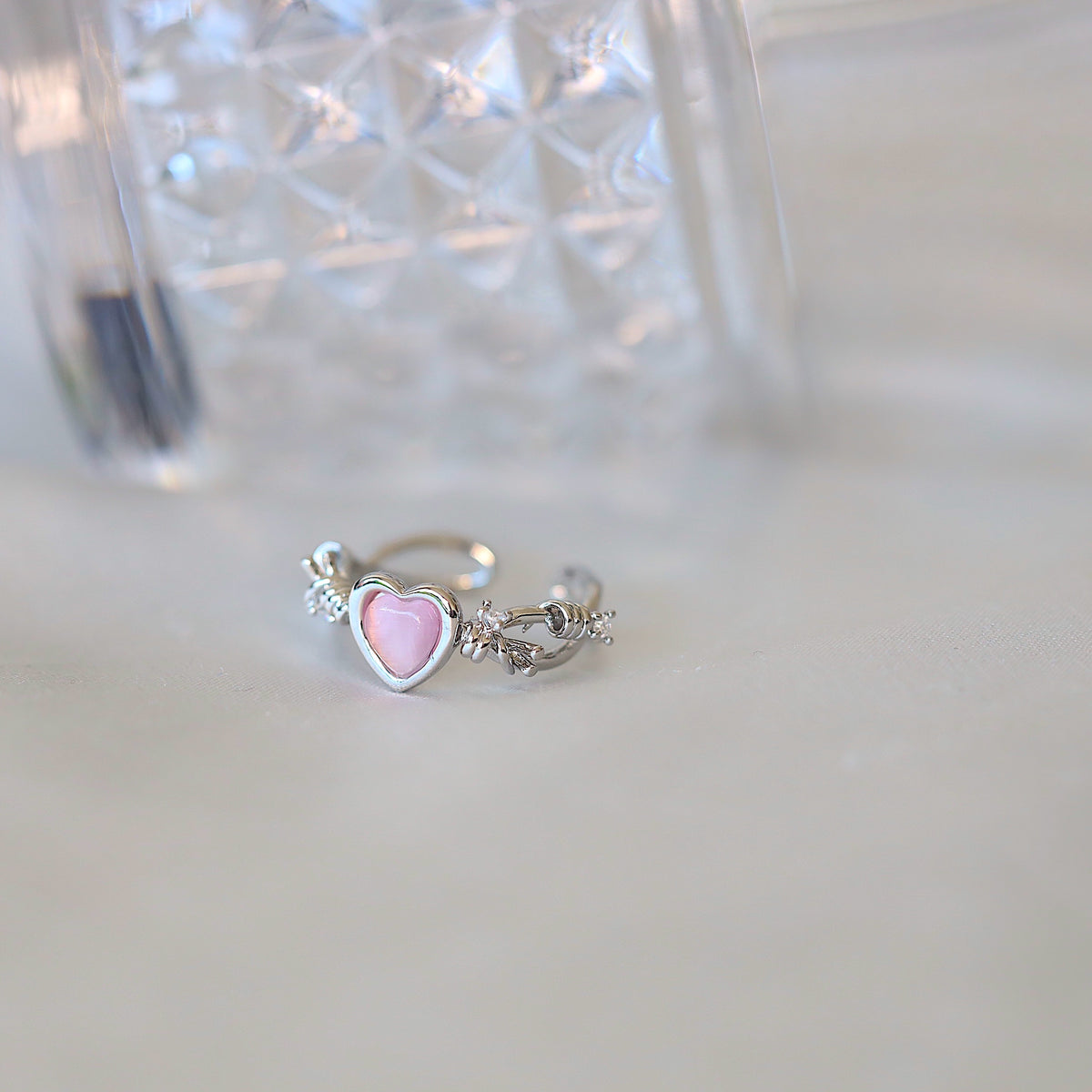 Silver Chain Curb Heart Ring