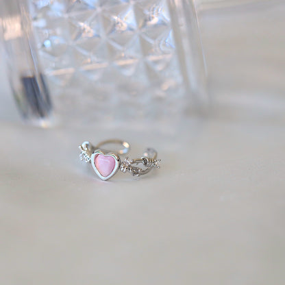 Silver Chain Curb Heart Ring