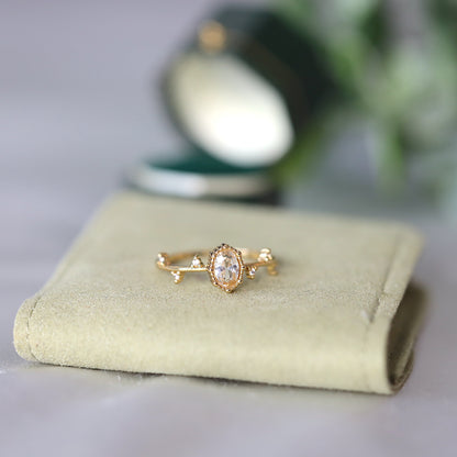 Thin Band Oval Crystal Ring