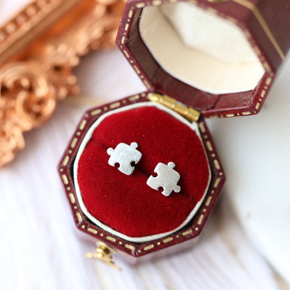 Silver Puzzle Ear Studs