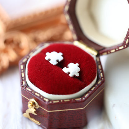 Silver Puzzle Ear Studs