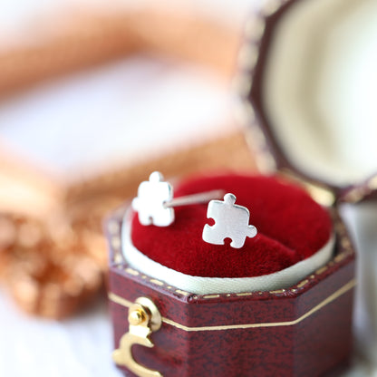 Silver Puzzle Ear Studs
