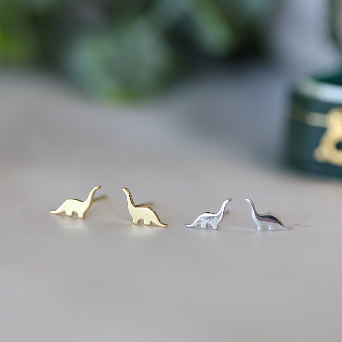 Silver Dinosaur Studs Earrings