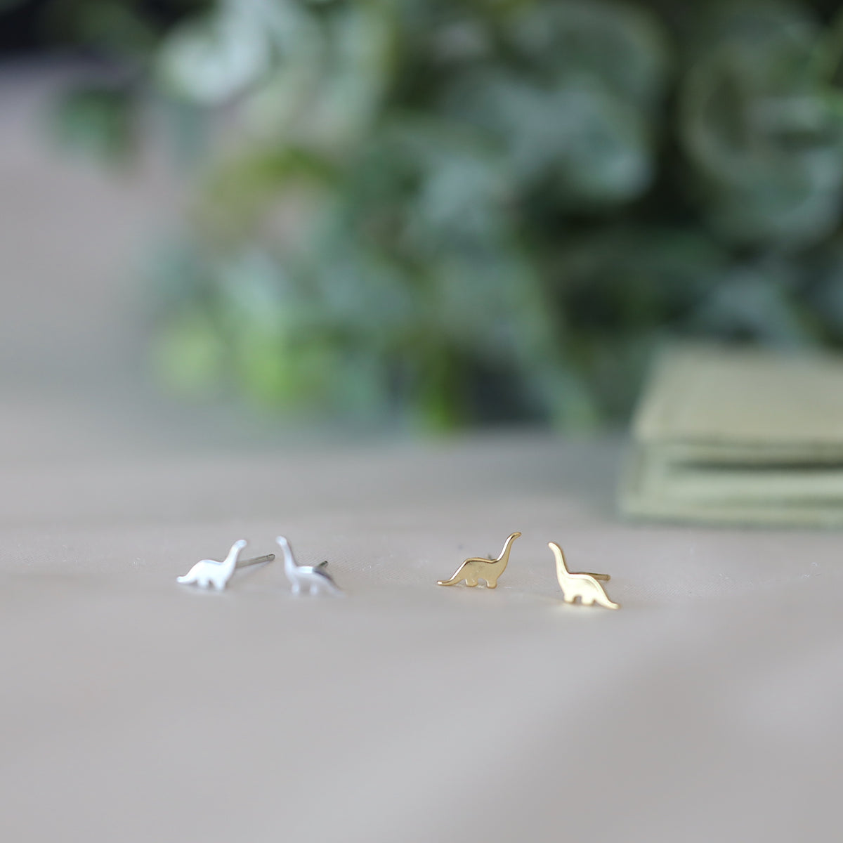 Silver Dinosaur Studs Earrings