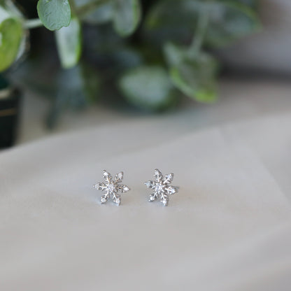 Silver Snowflake Studs Earrings