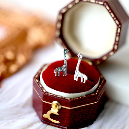 Silver Giraffe Ear Studs