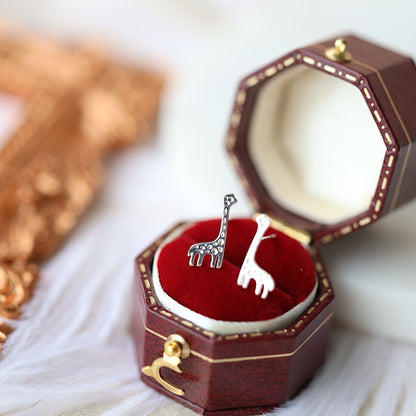 Silver Giraffe Ear Studs