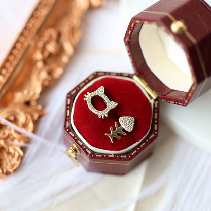 Cat and Fish Bone Ear Studs