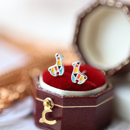 Tiny Colorful Horse Ear Studs