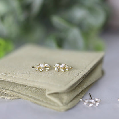 Gold Tiny Leaf Ear Climbers