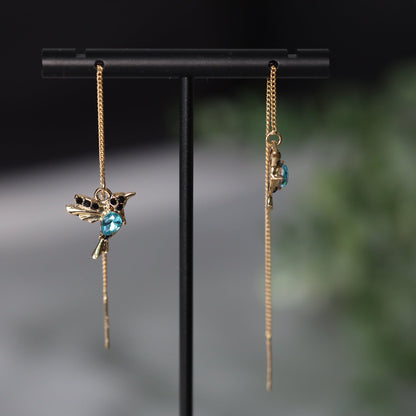 Pink Hummingbird Threader Earrings