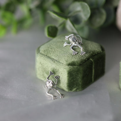 Silver Frog Dangle Earrings