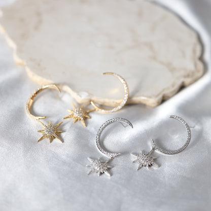 Moon Star Dangle Earrings