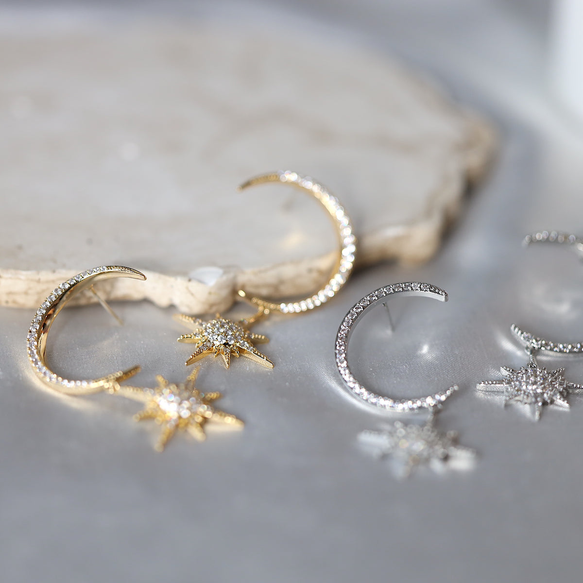 Moon Star Dangle Earrings