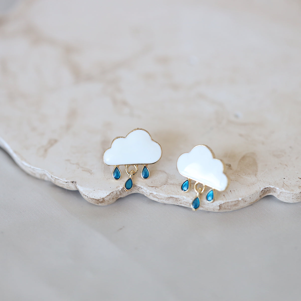 Cloud and Rain Studs Earrings