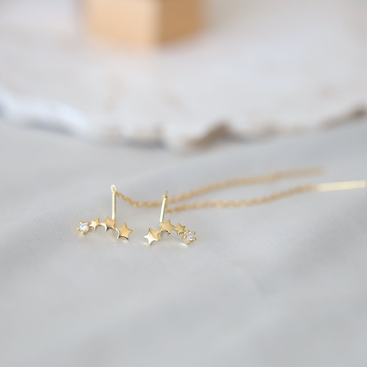 Silver Star Threader Earrings