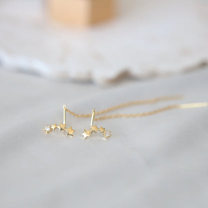 Silver Star Threader Earrings