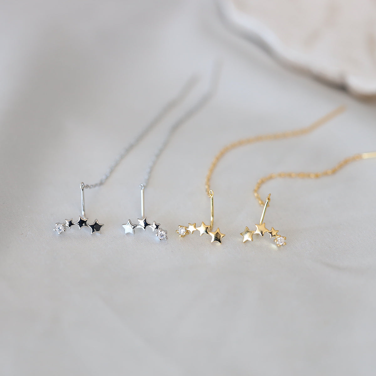 Silver Star Threader Earrings