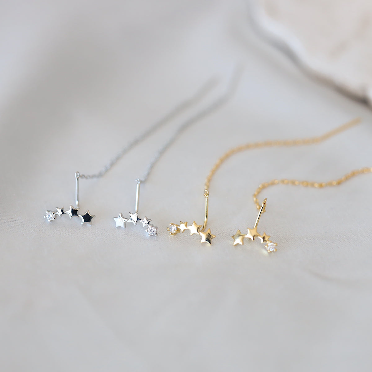 Silver Star Threader Earrings