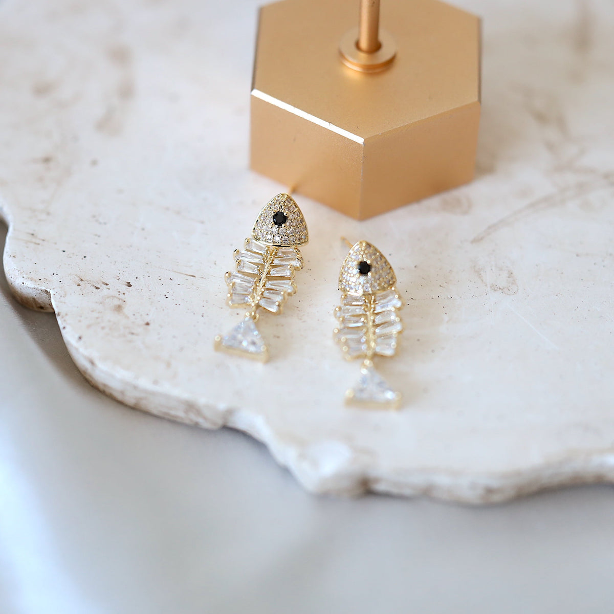Silver Fish Bone Earrings