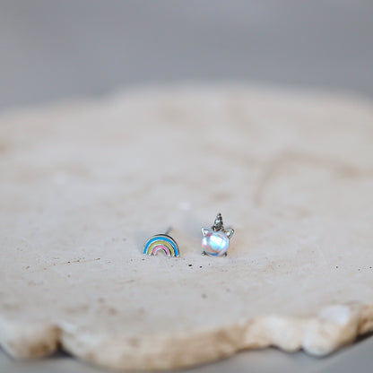 Rainbow and Unicorn Ear Studs