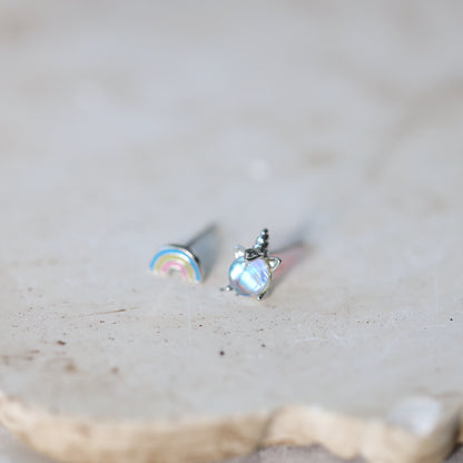 Rainbow and Unicorn Ear Studs