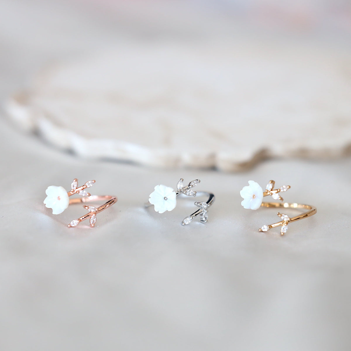 Gold Flower and Leaf Ring