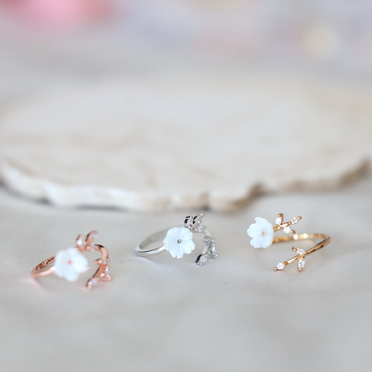 Gold Flower and Leaf Ring