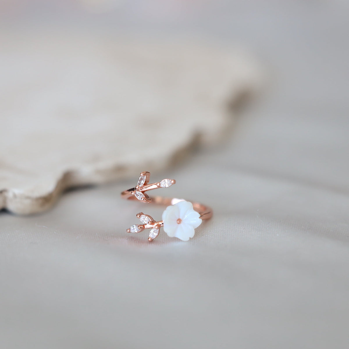 Gold Flower and Leaf Ring