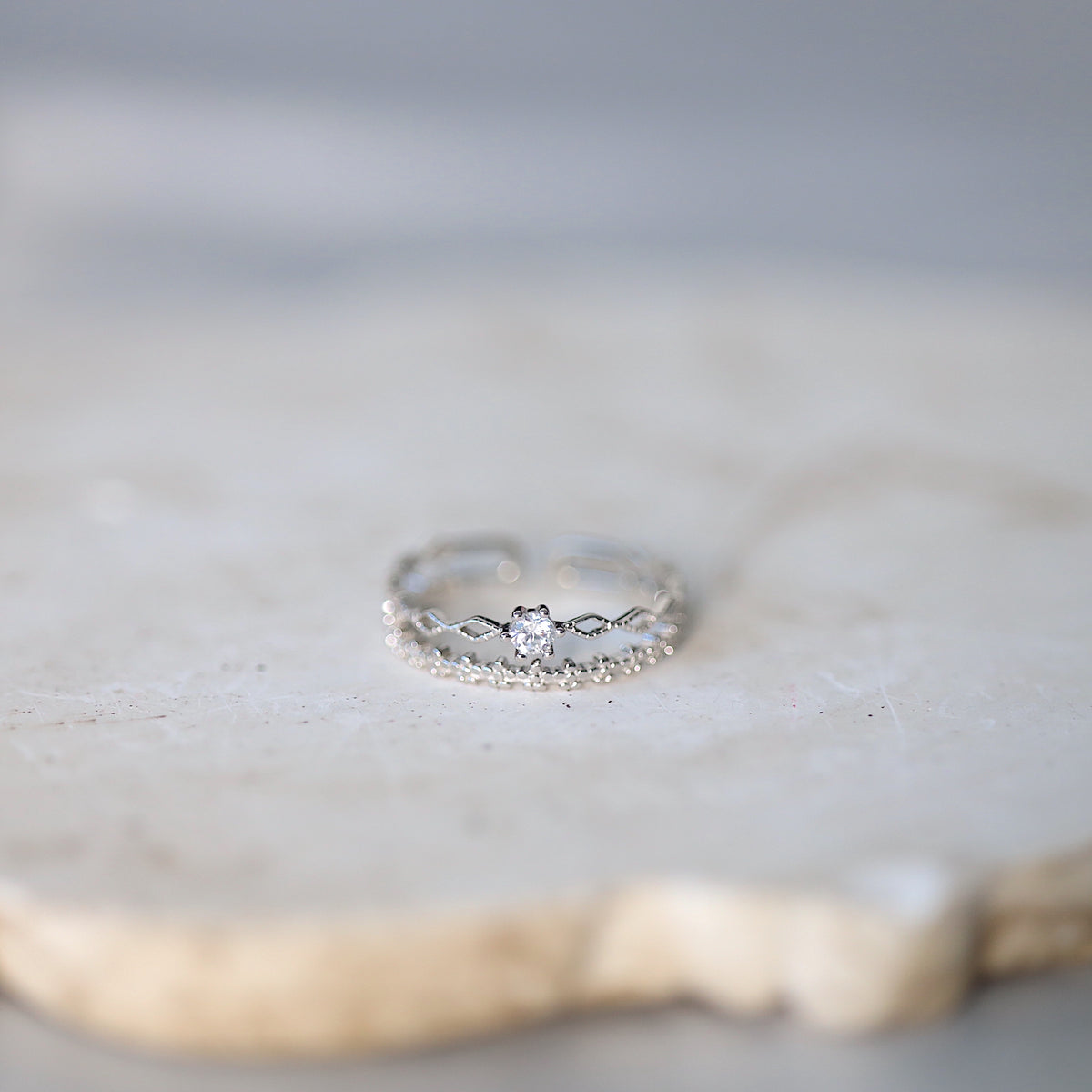 Silver Lace Double Band Ring
