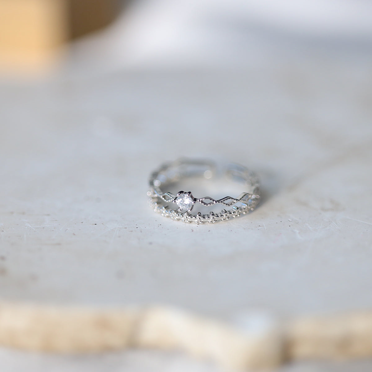 Silver Lace Double Band Ring
