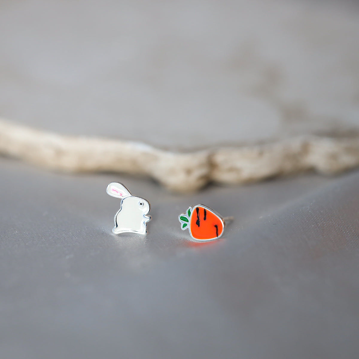 Rabbit and Carrot Ear Studs