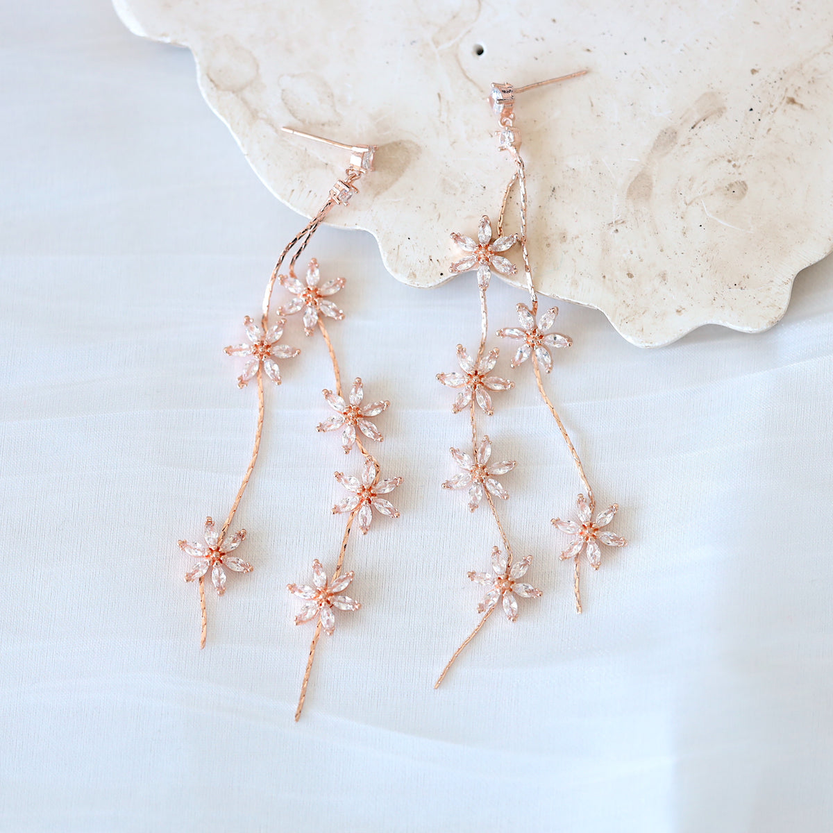 Six Crystal Flowers Earrings