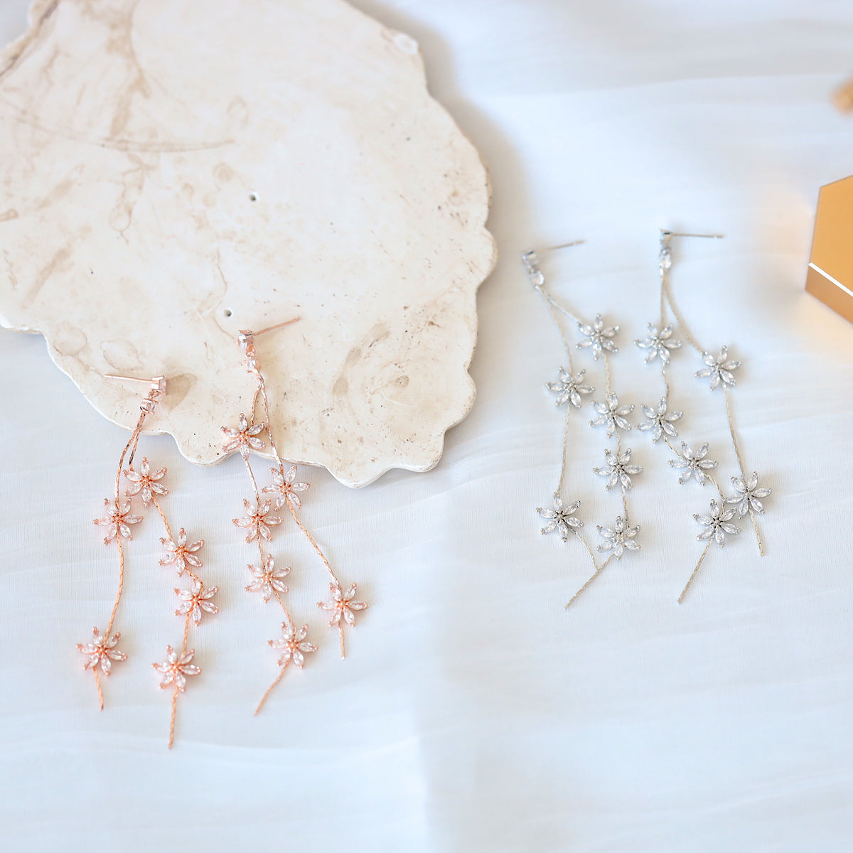 Six Crystal Flowers Earrings