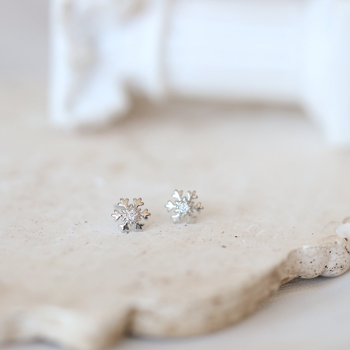 Silver Snow Studs Earrings