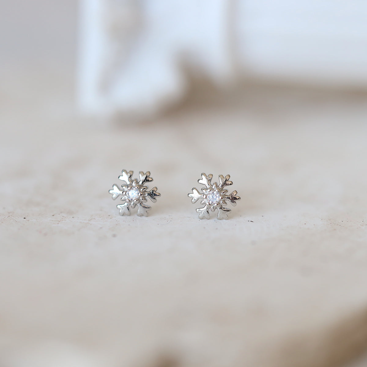 Silver Snow Studs Earrings