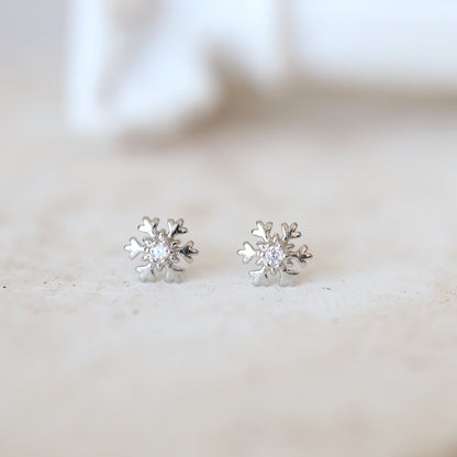 Silver Snow Studs Earrings