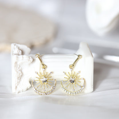 Sparking Moon Dangle Earrings