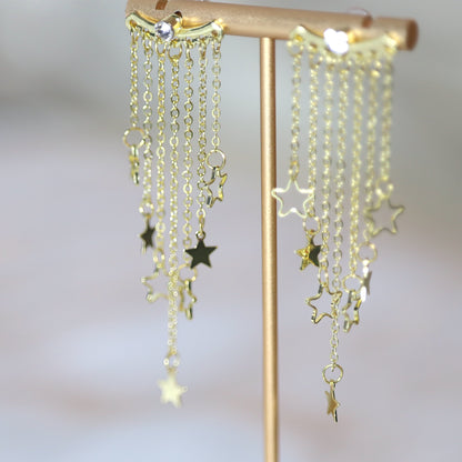 Gold Star Dangle Clubbing Earrings