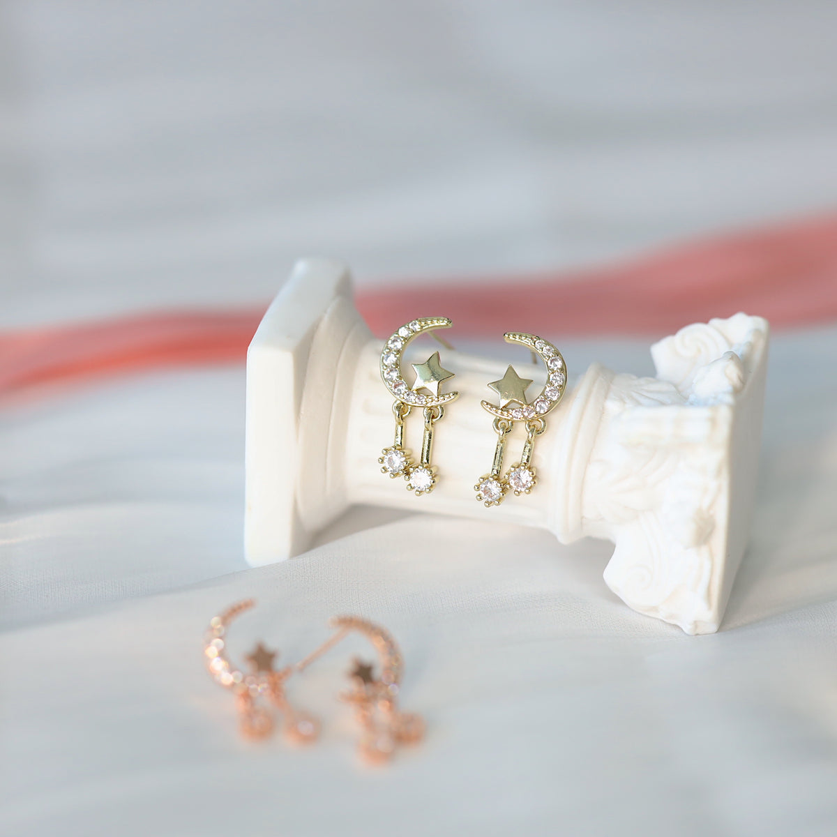 Gold Moon and Star Earrings