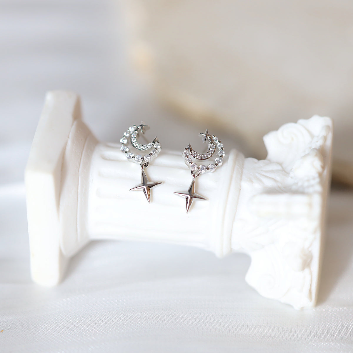 Silver Crescent Earrings