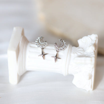 Silver Crescent Earrings