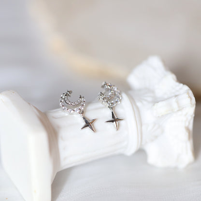 Silver Crescent Earrings