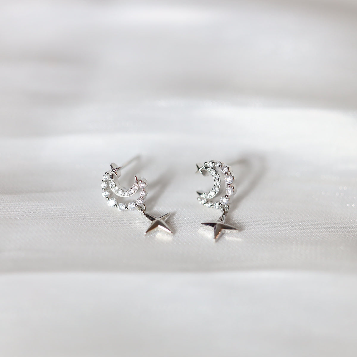 Silver Crescent Earrings