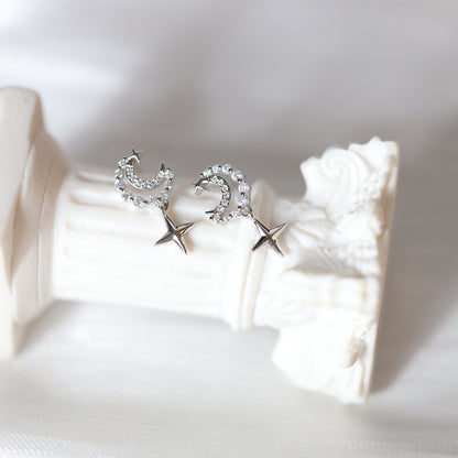 Silver Crescent Earrings